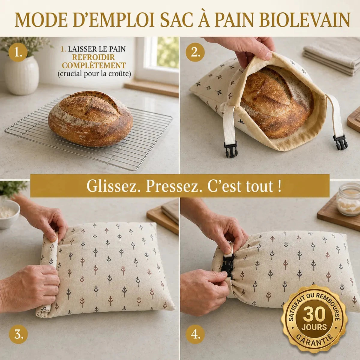 Sac de pain BIOLEVAIN - Made in Maison